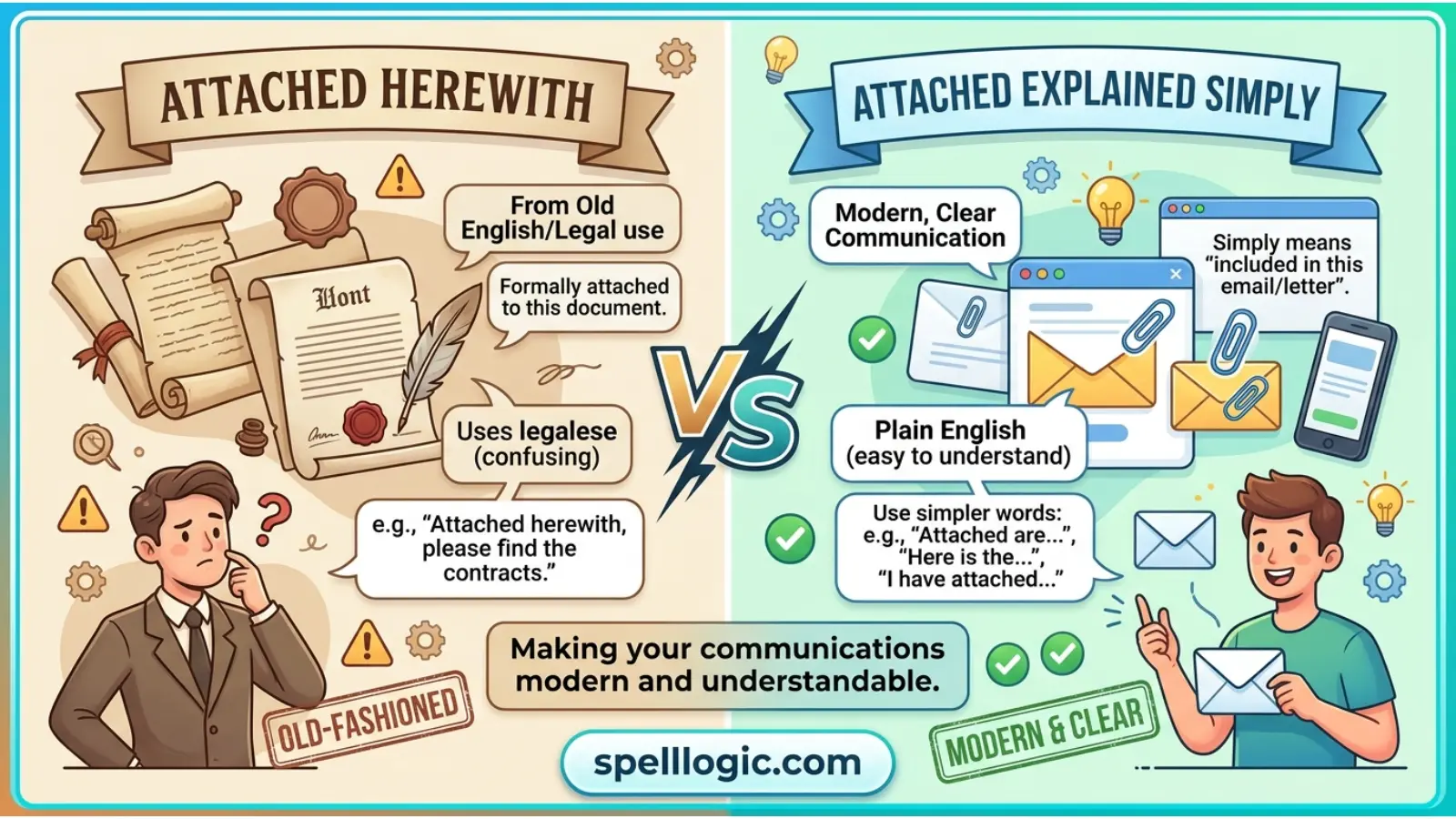 Attached Herewith vs Attached Explained Simply