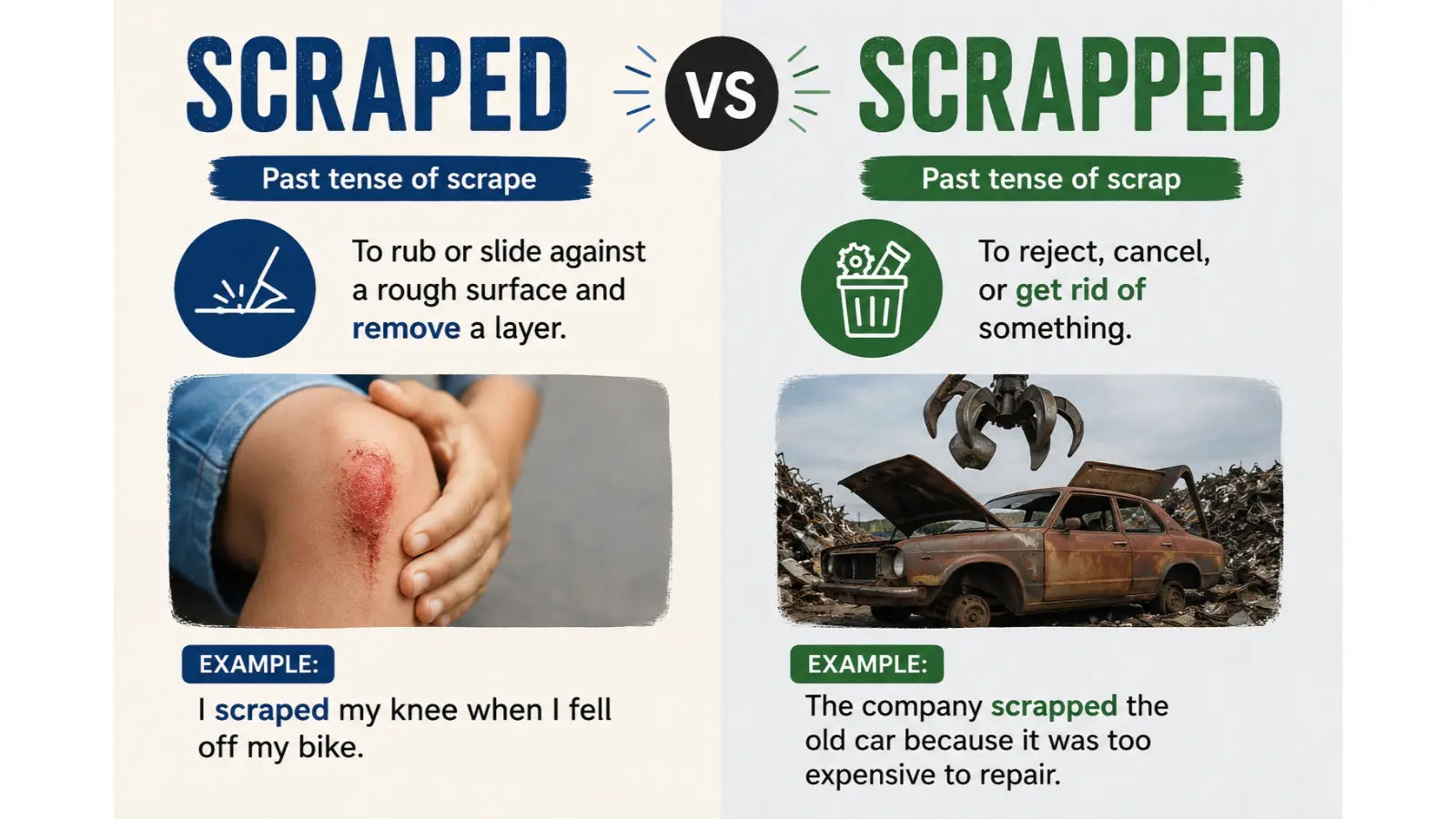 Scraped vs Scrapped