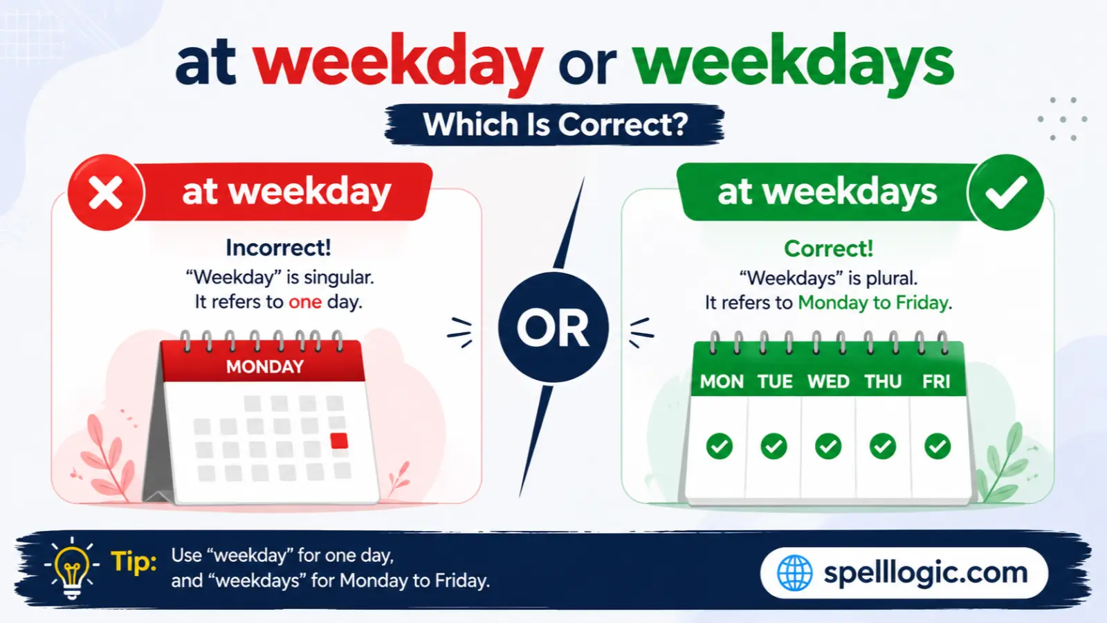 weekday or weekdays
