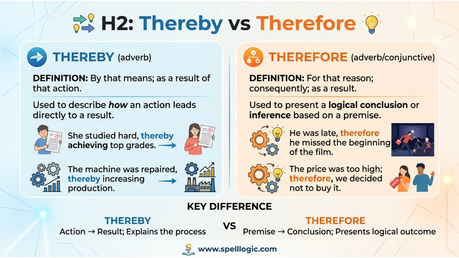 thereby vs therefore