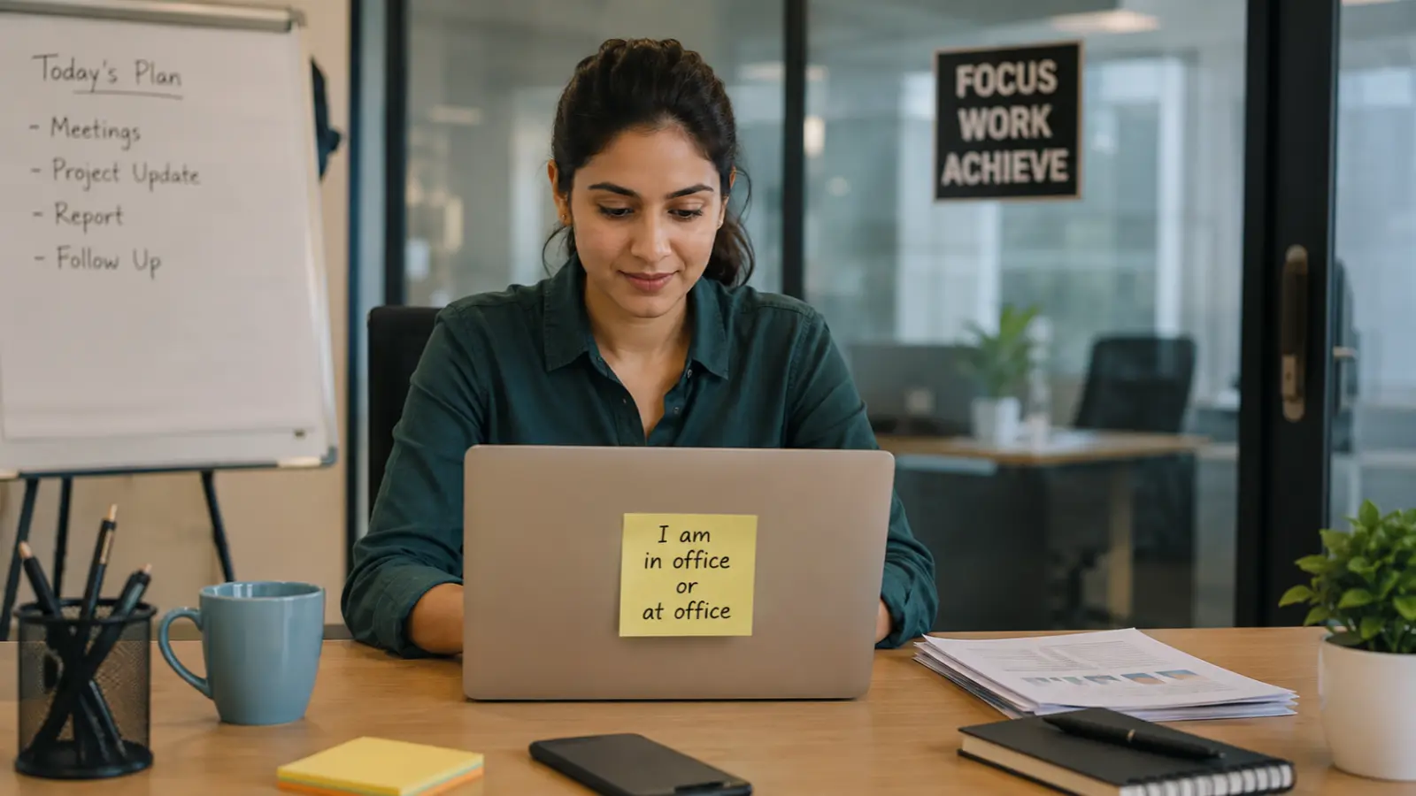 i am in office or at office