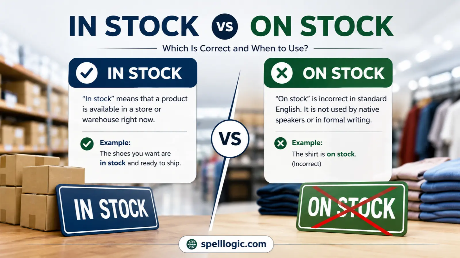in stock or on stock
