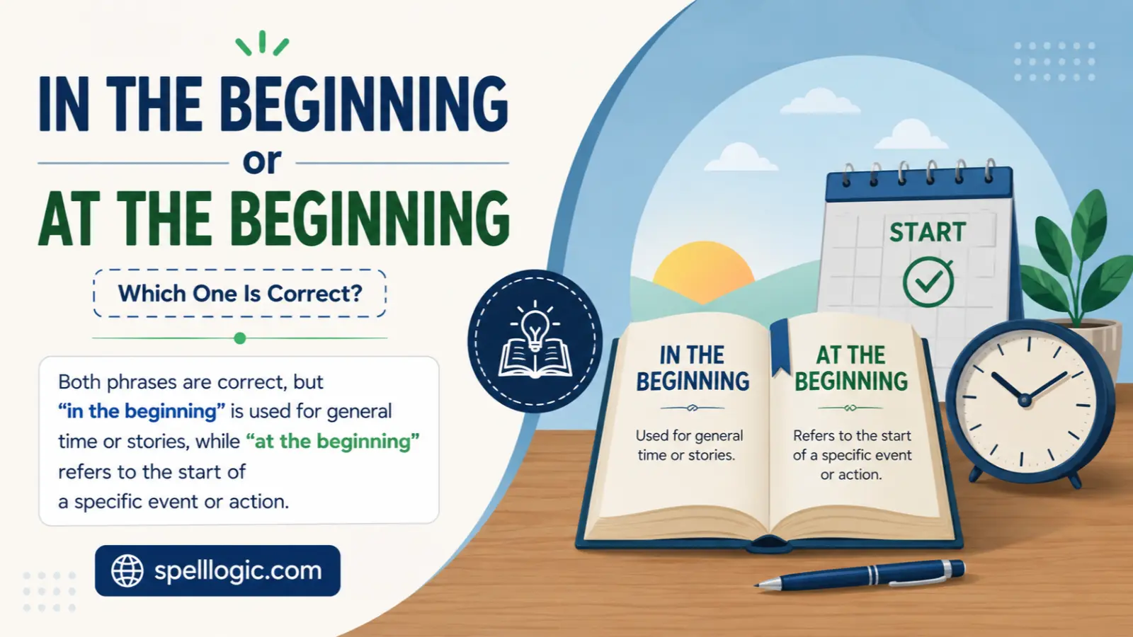 in the beginning or at the beginning