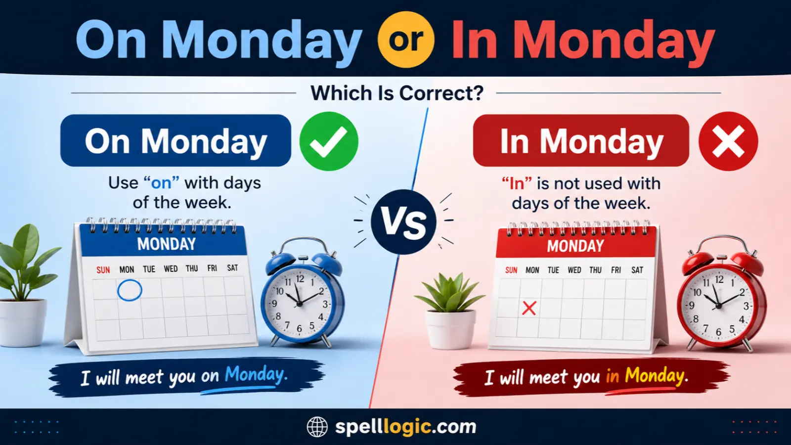 on monday or in monday