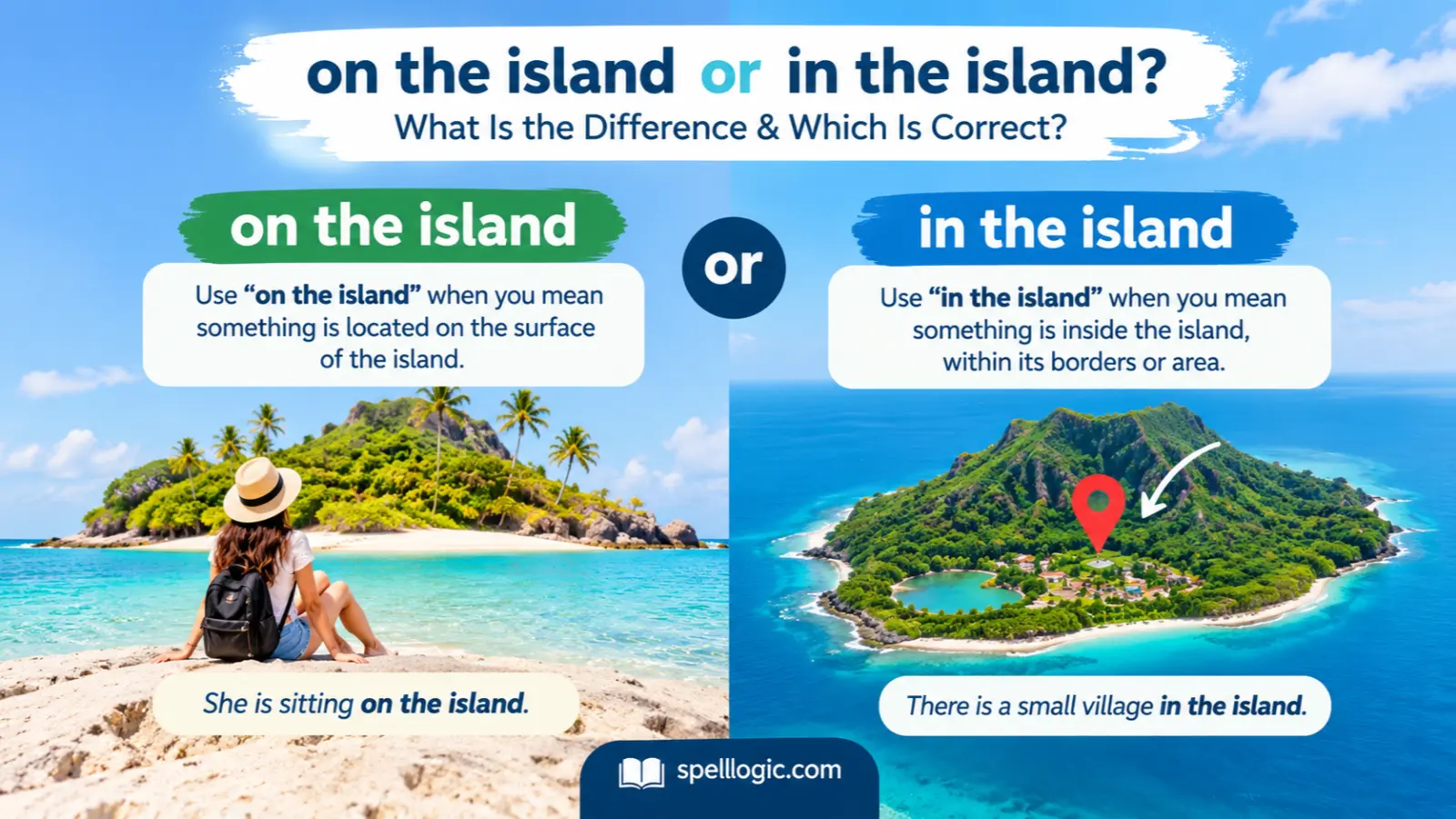 on the island or in the island