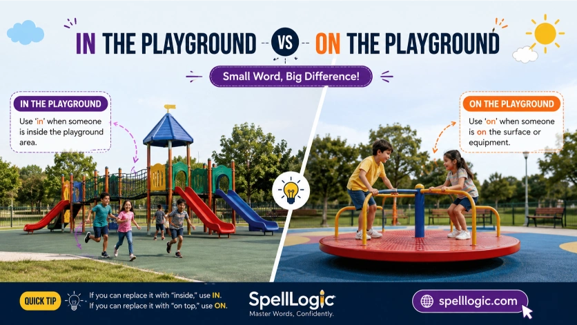 in the playground or on the playground